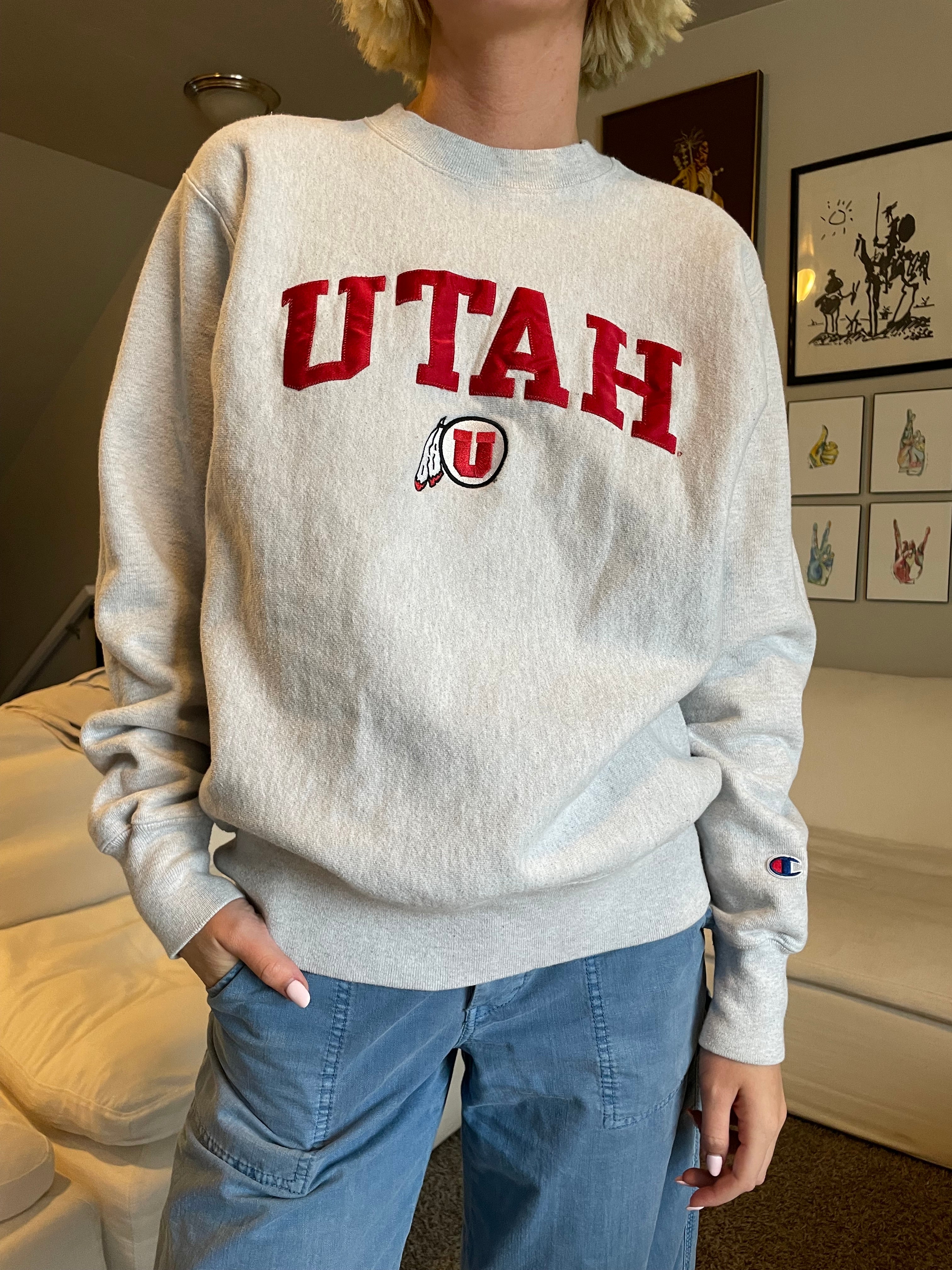 University of Utah - Vintage Champion Sweatshirt - top size M Q1